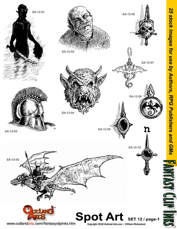 Fantasy Clip Inks Spot Art Set 12 Outland Arts Fantasy Clip Inks